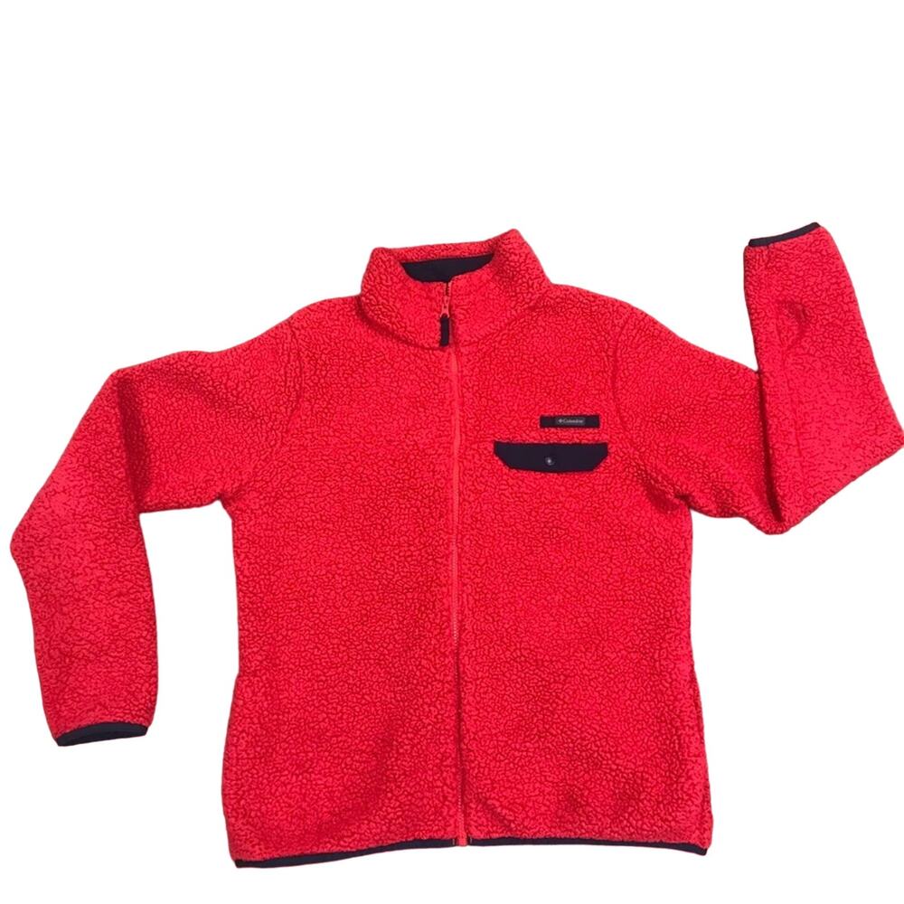 Columbia Red Zip Up Fleece Jacket L